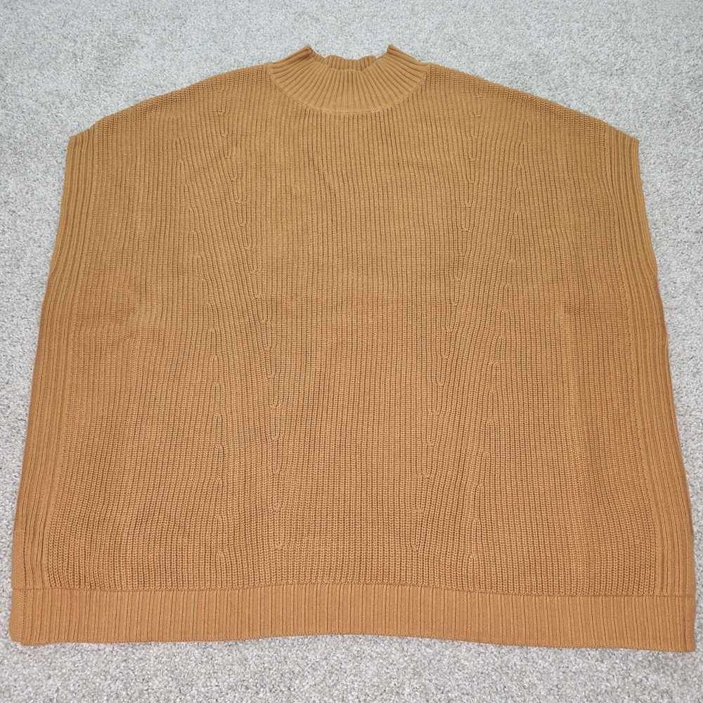 Isaac Mizrahi Live Toffee Brown Mock Neck Sleeveless Shaker Knit Sweater 2X